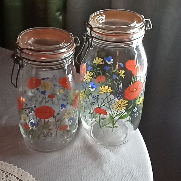 Set 2 vintage r.carmen vintage poppy jars w/2 votive candles w/batteries - Picture 3 of 12